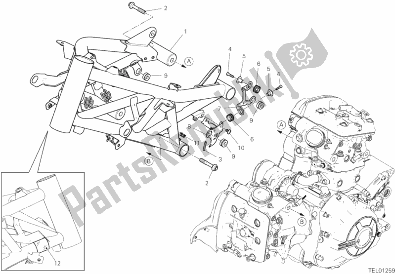 Alle onderdelen voor de Kader van de Ducati Diavel 1260 S USA 2020